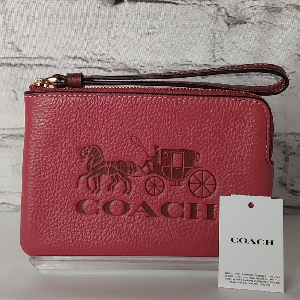 'COACH' PEBBLE-LEATHER SIGNATURE HORSE & CARRIAGE EMBOSSED WRISTLET BELLA~ROSAE
